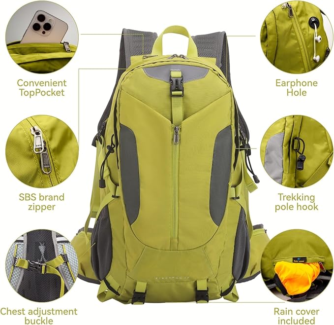 Hiking Backpack 40L, Waterproof Hiking Backpack with Rain Cover, Large Camping Bag Outdoor Sport Travel Daypack | Rain Cover, Camping Bag, Outdoor Sport, Travel Daypack