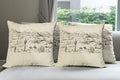 Ambesonne Western Decorative Throw Pillow Case Pack of 4, Wild West Landscape Illustration Mountains Desert Plants Cowboys on Horses, Cushion Cover for Couch Living Room Car, 18", Beige Black