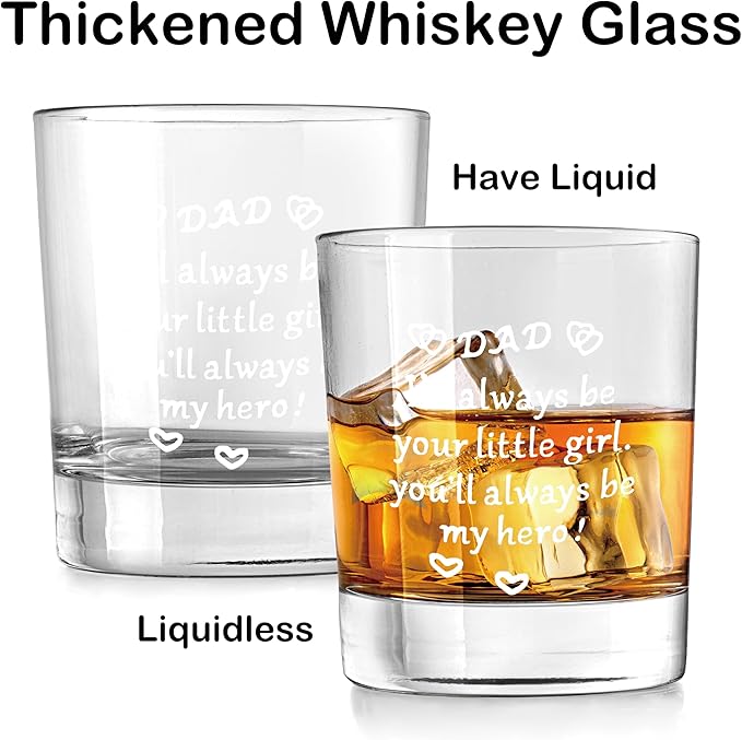 Nogrit Dad Gifts from Daughter Whiskey Glasses 10 oz, Dad Gifts for Father's Day Birthday, Father Daddy Old Fashioned Rocks Glasses for Men Drinking Cocktail Scotch Vodka Tequila Rum