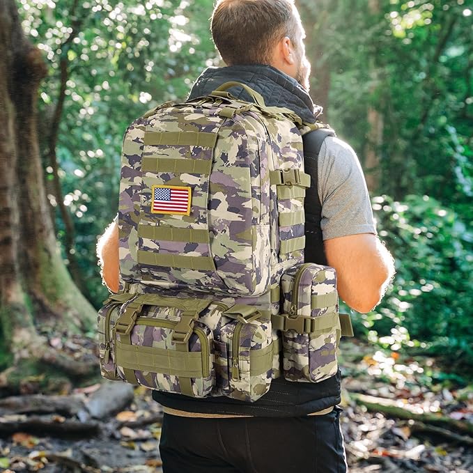 CVLIFE Tactical Backpack Military Army Rucksack 60L Large Assault Pack Detachable Molle Bag, Auriclash