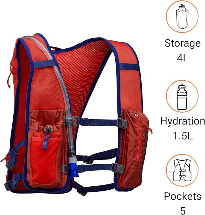 Nathan QuickStart Hydration Pack Vest with Bladder or flasks, Storage Pockets, Breathable Moisture-Wicking Fabric, Adjustable Straps for Running, Hiking, Walking, Marathons, Obstacle Races