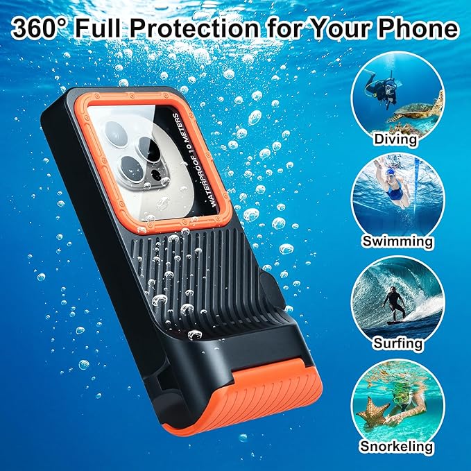 33ft Snorkeling Phone Case, Gen 4 IP68 Waterproof Housing for iPhone 16/15/14/13/12/11 Pro Max Samsung Galaxy S24/S23/S22, Touchscreen Full Protection