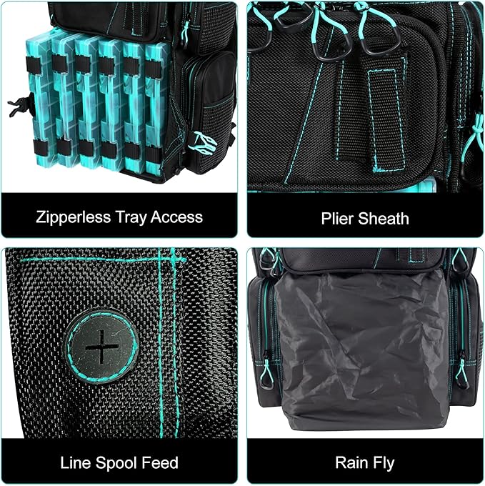 Evolution Fishing Drift Series Tackle Backpack, Outdoor Rucksack w/ 6 Fishing Tackle Trays, Heavy Duty