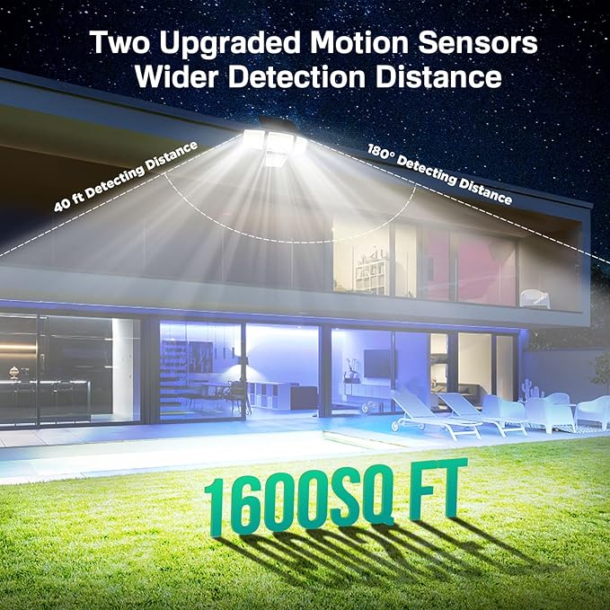 LYWALT Solar Outdoor Lights - 3000LM 188 LED Motion Sensor Outdoor Lights, 4 Heads Security Light,IP65 Waterproof, Easy Install,270°Wide Angle Flood Wall Light with 3 Modes for Backyard Yard (3 Pack)