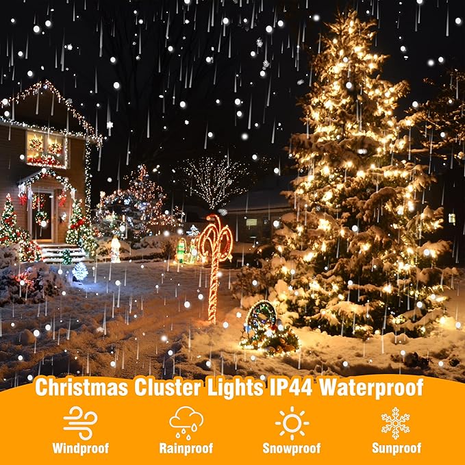ASENEK Connectable Christmas String Lights 66FT 200 LED 8 Modes with Timer Decorative String Lights for Xmas Tree Patio Party Warm White