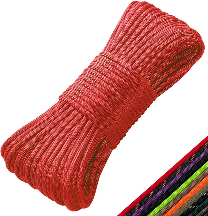 Paracord 550 Rope 100 Feet 5/32 Inch 7 Strand Type III Nylon Rope Parachute Cord for Survival Gear, Hiking, Camping, and Outdoor Use
