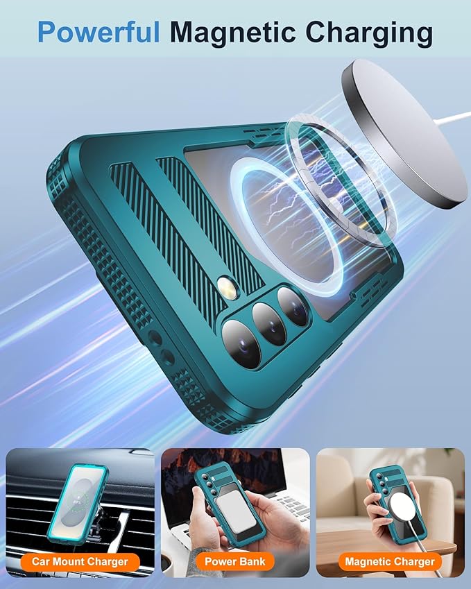 for Samsung Galaxy S25+ Plus Waterproof Case, [Fit for Magsafe] [IP68 Water Proof] [Built-in Screen Protector], Magnetic Heavy Duty Military Grade Rugged Phone Case for S 25+ Plus 6.7", Teal