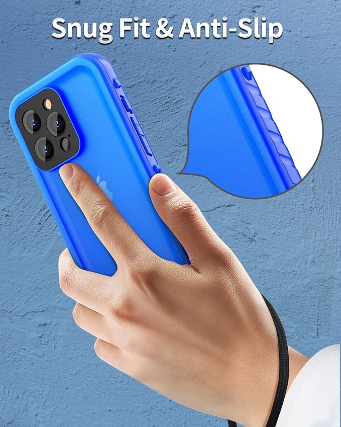 SPORTLINK iPhone 13 Pro Max Waterproof Case - Full Body Heavy Duty Protection with Screen Protector, Shockproof, 6.7" - Blue