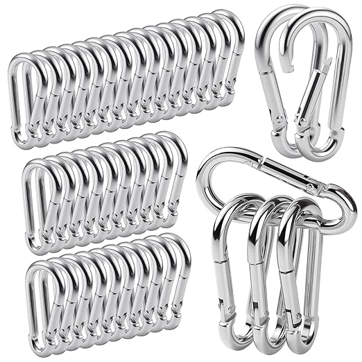 60Pack M6 Spring Snap Hooks Carabiner, 1/4" Heavy Duty Carabiner Clips Chain Quick Links Spring Safety Hook Connector for Dog Leash Backpack Hiking Fishing Bag Outdoor Travel