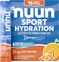 Nuun Sport Electrolyte Powder Packets with Magnesium, Calcium, Potassium, Chloride, and Sodium, Hydration Packets for On-the-Go, All Out Orange Flavor, Gluten Free & Vegan, 16 Single Servings