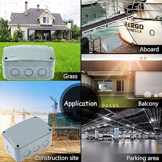 Outdoor Junction Box,Nineleaf IP66 Weatherproof Electrical Project Boxes PVC/ABS Plastic Enclosure Box Universal Watertight 4.9 x 3.3 x 2.3 inch (125x86x62mm), with 4PK 20mm Cable Gland Grey(1 Set)
