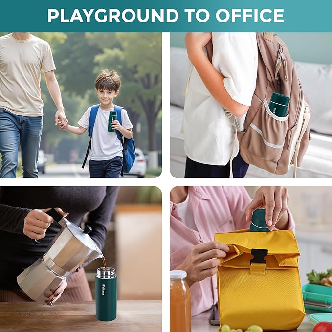 【Upgraded】Exllena Small Insulated Water Bottle 8 oz/250ml– Mini Insulated Water Bottle for Hot & Cold Drinks, Perfect Small Flask for Travel, Purse...(Lake Blue)