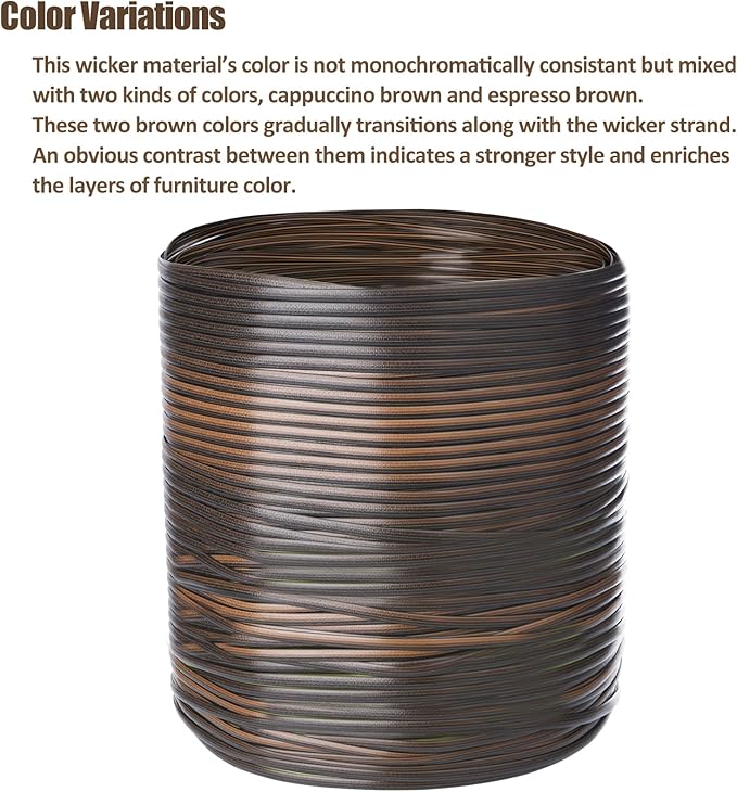 240 Ft Wicker Repair Kit, Plastic Wicker Repair Supplies, Gradient Dark Brown with Visible Mixed Color Stripes, Synthetic Rattan Replacement Material for Patio Wicker Furniture Repair
