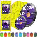 TECEUM Reflective Paracord Rope 1000 – 1000ft/200ft/100ft/50ft – 40+ Colors – Glow in The Dark – para Cord – Utility Rope for Survival, Hunting & Camping Gear – Nylon String, Camping Rope, Tent Cord
