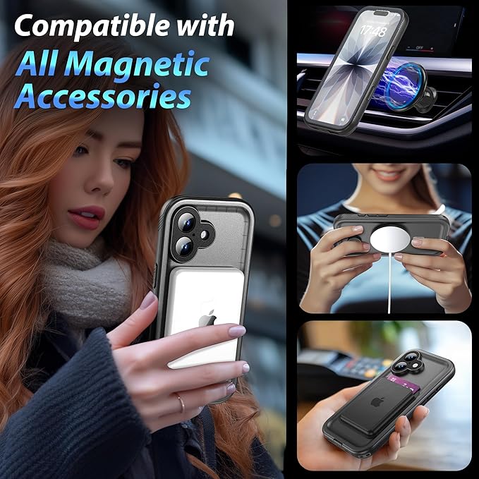 SPORTLINK for iPhone 17 Case - IP68 Waterproof Military Protective Full Body Heavy Duty Shockproof 360 Sealed Dustproof with Camera Screen Protector Phone Cover for iPhone 17 6.3" M/Black