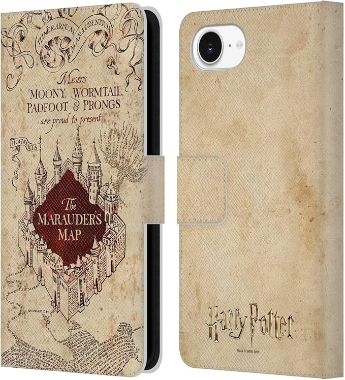 Head Case Designs Officially Licensed Harry Potter The Marauder's Map Prisoner of Azkaban II Leather Wallet Case Compatible with Apple iPhone 16e / iPhone 17e