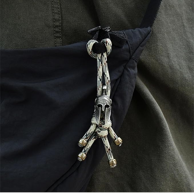 Paracord Keychain with Retro Brass Helmet Bead - Tactical EDC Accessory for Men