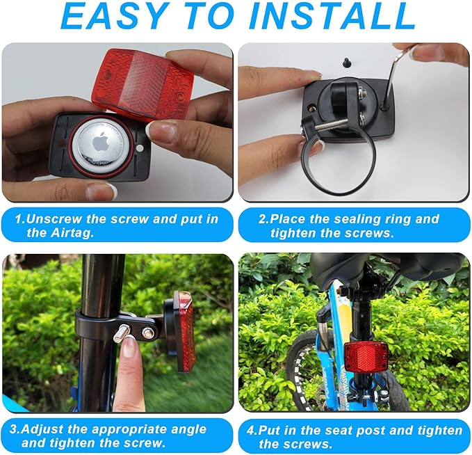 Airtag Bike Mount - Hidden GPS Tracker Case for Apple Airtag, Anti-Theft Holder for Electric Bicycle and Scooter