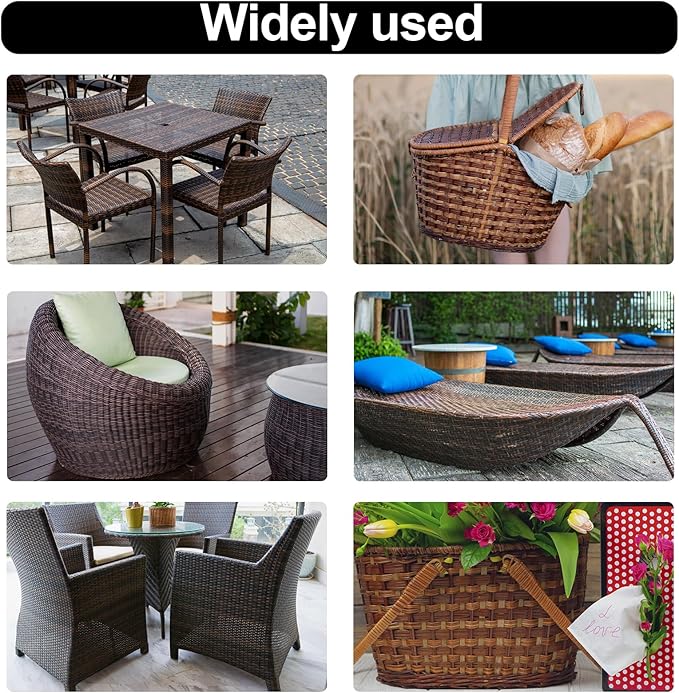 Biggun 230ft Wicker Repair Kit - Rattan Patio Chair Sofas Repair Supplies for Outdoor Lawn Furniture, Premium New Materials Basket Weaving Webbing Replacement Parts
