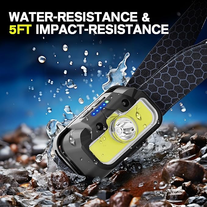 Favorlite 2 Pack Headlamp Rechargeable, 1300 Lumen Lightweight Bright with White Green Red Headlamp Flashlight, Waterproof Head Lamp,14 Modes for Outdoor Camping Running Cycling