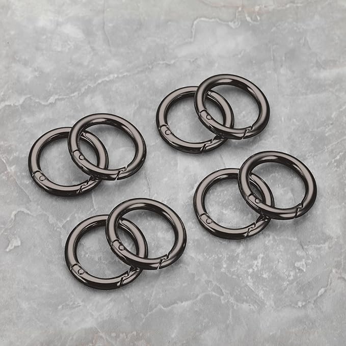 Gkeygo Key Ring Clip, 4/5 Inch Keychain Rings, 8 Pack Round Carabiner Clip for Keys, Buckle, Bags, Purses - Key Chain Hooks Replacement Keychains Lanyard DIY Crafts, Gunmetal