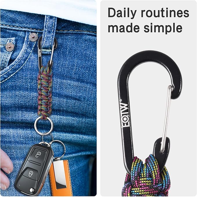 EOTW Paracord Keychain for Men Women Paracord Carabiner Backpack Keychain with Aluminum Clip for Camping Hiking Outdoor Gear