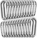 STURME 2" Aluminum D Ring Carabiners Clip D Shape Spring Loaded Gate Small Keychain Carabiner Clip Set Outdoor Camping Mini Lock Snap Hooks Spring Link Key Chain Durable Improved 24 PCS