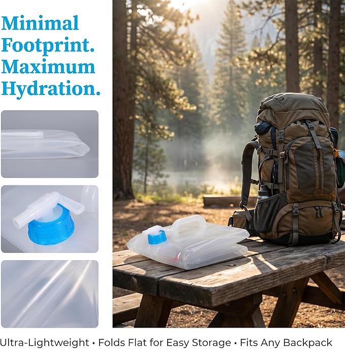 BEWBBAT 2 Pack Collapsible Water Container with Spigot 2.6 Gallon, Foldable Camping Water Storage Jug Portable Water Tank Canteen for Outdoor Hiking, Fishing, Emergency