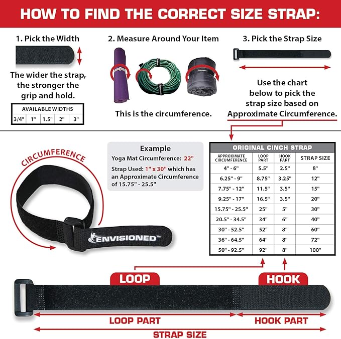 Reusable Cinch Straps 3" x 40" - 4 Pack, Multipurpose Strong Gripping, Quality Hook and Loop Securing Straps (Black)