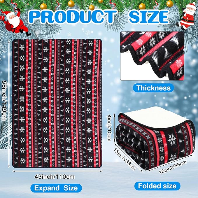 Riakrum 12V Car Heated Blanket for Cold with 2 or 3 Heating Levels 58 x 43 Emergency Winter Adjustable Temperature Electric Blanket Throw Gift Plugs in Car RV Truck SUV(Warm Color,Snowflake)