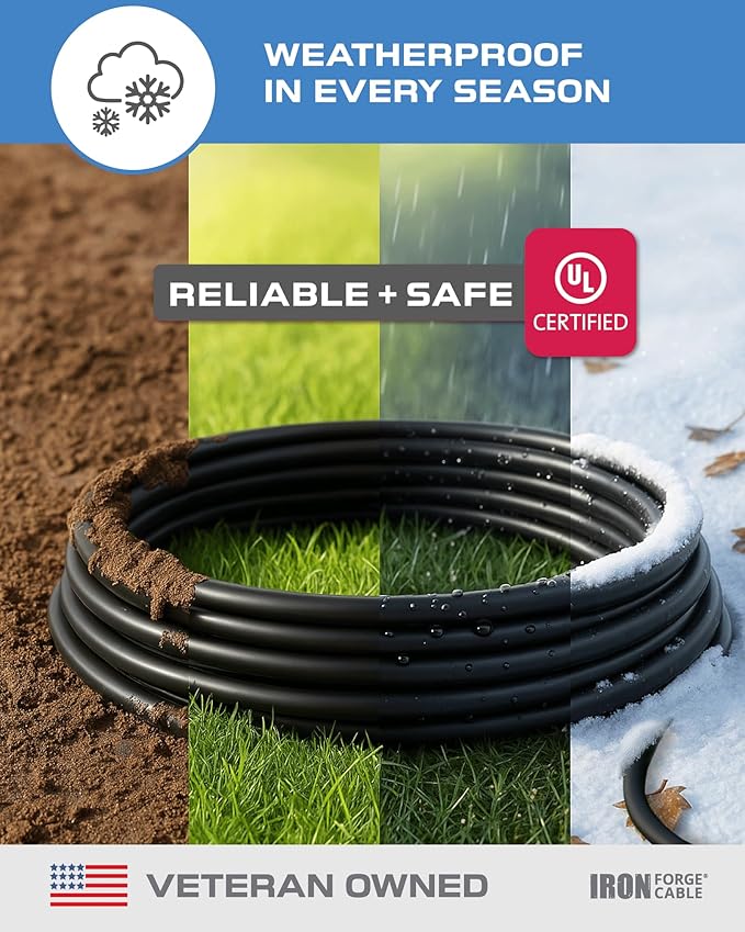 Iron Forge Cable 75 Ft Black Extension Cord, 16/3, 75 Foot Extension Cord, 3 Prong, Weatherproof - Great for Outside Use
