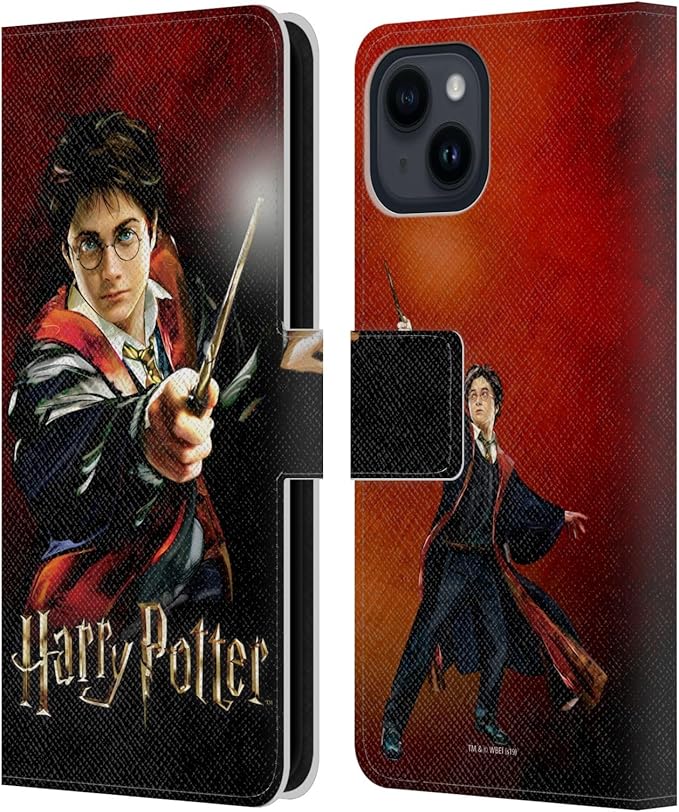 Head Case Designs Officially Licensed Harry Potter Harry Portrait Prisoner of Azkaban II Leather Wallet Case Compatible with Apple iPhone 15