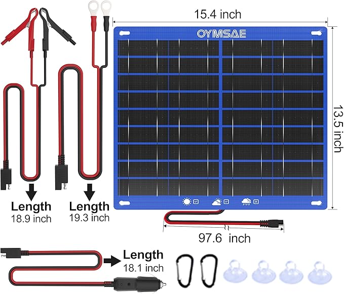 OYMSAE 30W Solar Car Battery Charger Portable 12V Trickle Battery Charger & Maintainer Waterproof Solar Panel for Car Boat Automotive RV