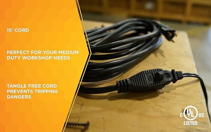 Woods Extension Cord | 15 Foot | Black | Pack of 4