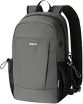 ECOHUB Mini Anti-Theft RFID Backpack for Women and Men, Water-Resistant, Lightweight Travel Daypack with iPad Sleeve, Key Holder, 9 Pockets, Daily Short Trips, Grey