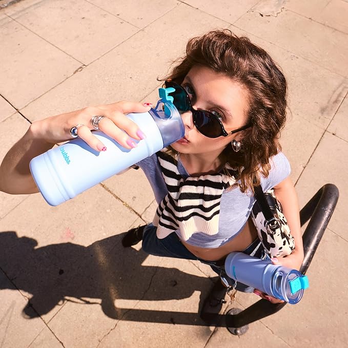 bubba 24 oz Dualsip Insulated Stainless Steel Water Bottle with Straw - Reusable, Leakproof, Lightweight, Dishwasher Safe, Lead-Free and BPA-Free, Moodbooster