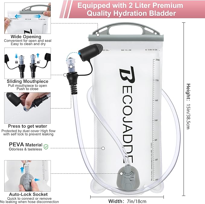 BECOJADDE Running Vest Hydration Backpack for Men Women, 5L Lightweight Running Backpack Hydration Pack for Marathon, Trail, Cycling, Hiking, Jogging