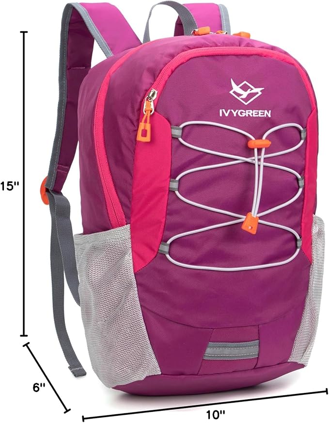 IVYGREEN Little Kids Hiking Backpack for Boys or Girls, Small Daypack for Camping or Travel (Purple, Small)