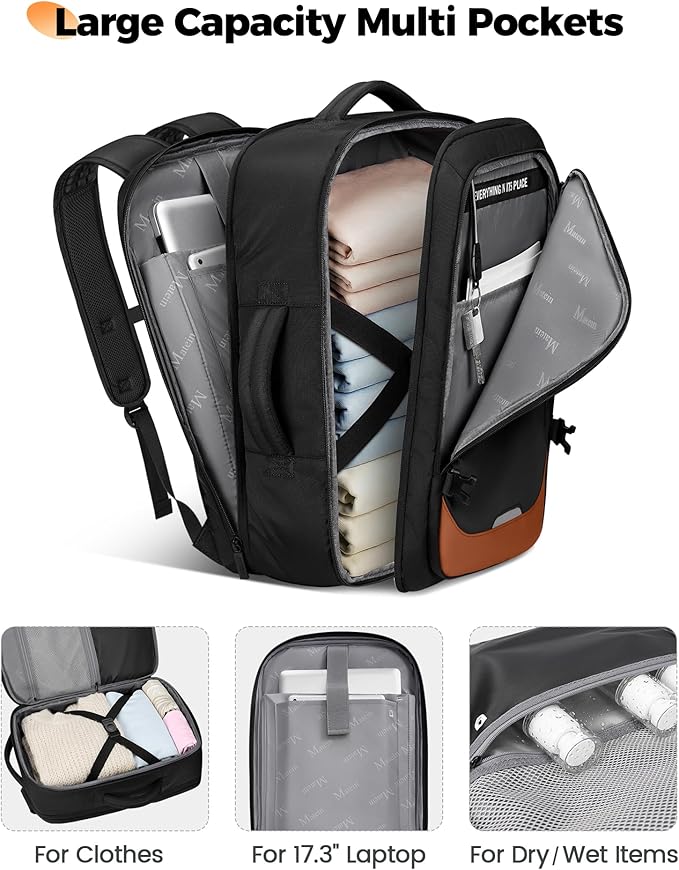 MATEIN Spirit Airlines Personal Item Backpack 18x14x8 with USB C Port, Airline Approved Personal Item Travel Backpack Fits 17" Laptop, Waterproof TSA Underseat Luggage for Airplane with Tracker Pocket