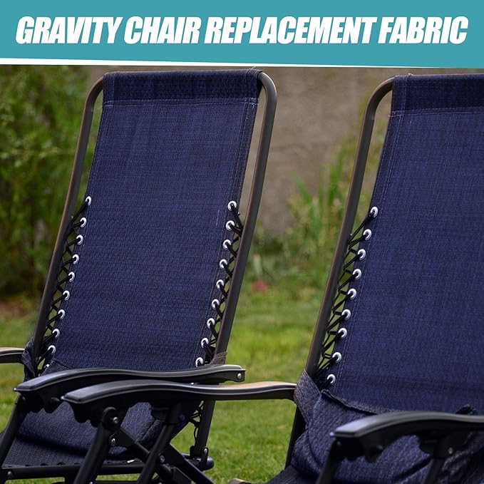 Queekay Chair Replacement Fabric with 4 Bungee Cord Lounge Chair Cloth Mesh Repair Kit for Patio Recliner Outdoor Lawn Pool(63 x 21 Inch,Blue)