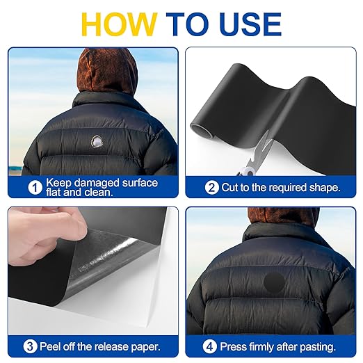 Fabric Repair Tape, Self Adhesive Nylon Repair Patch, Waterproof Outdoor Nylon Tape/Patch Kit for Down Jacket Clothing Tent Awnings Boat Cover Couches Dark Gray 4x70 inch