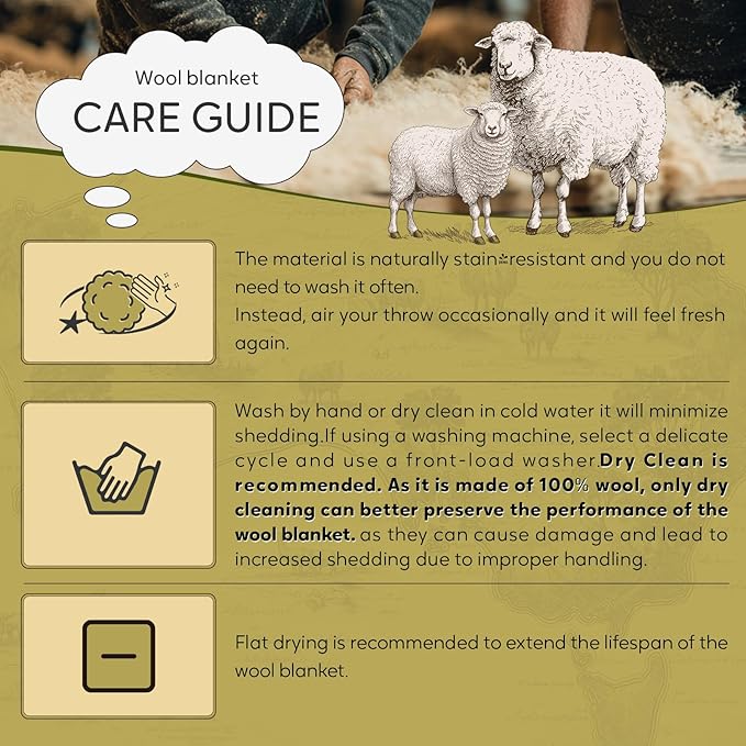 Molithe 100% Wool Blanket, 62" x 86", Warm, Thick, Washable, Military Wool Blanket, Great for Camping, Outdoors, Sporting Events, Survival Kits, Brown