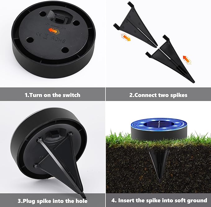 Joomer Solar Ground Lights, 4 Pack 8 LED Solar Lights Outdoor Waterproof IP68 Disc Light Landscape Lighting Garden Light for Patio Pathway Lawn Yard Driveway Walkway(Blue)