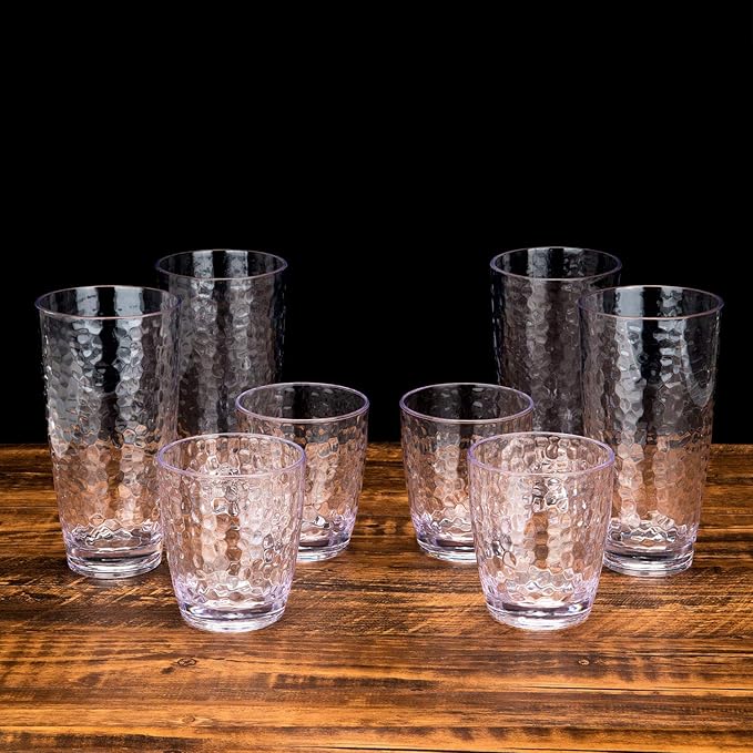 KOXIN-KARLU Hammered 26-ounce Plastic Tumbler Acrylic Glasses, set of 6 Clear