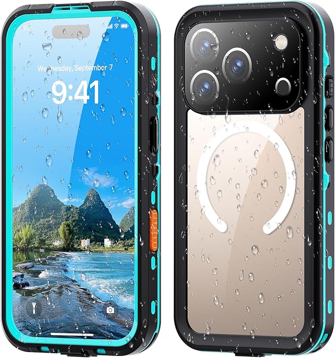 Waterproof Case for iPhone 17 Pro – IP68 Submersible Shield with Built-in Screen Protector, Shockproof Military-Grade Armor, Full-Body Heavy-Duty Protection, (Teal)