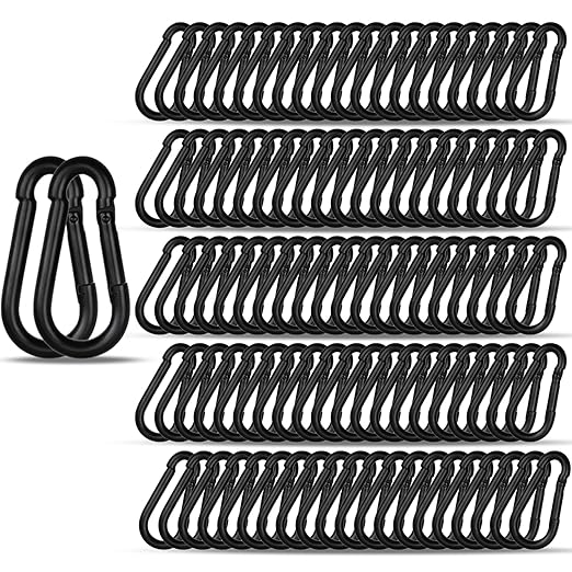 60PCS M4 Heavy Duty Carabiner Clip, 1.57Inch Snap Hook Quick Link Small Carabiner Clips,Spring Link Buckle for Fishing Camping Hammock Dog Leashes-110LBS Holding Capacity (Black)