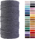 Gray Macrame Cord 3mm x 109Yards,Colored Cotton Rope Craft Cord Colorful Cotton Cord Twine for Wall Hanging Plant Hangers Crafts Knitting Decorative Projects