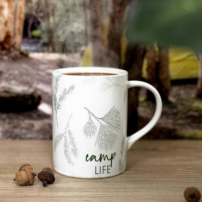 Pavilion Gift Company - Camp Life - 18 oz Coffee Tea Mug Camp Life Camping Cabin Forest Outdoors Drinkware Kitchenware