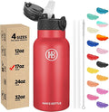 Han's Bottle Kids Water Bottle with Straw Lid - Insulated Stainless Steel Reusable Tumbler for Girls,Boys,Thermo Mug,17oz,Red