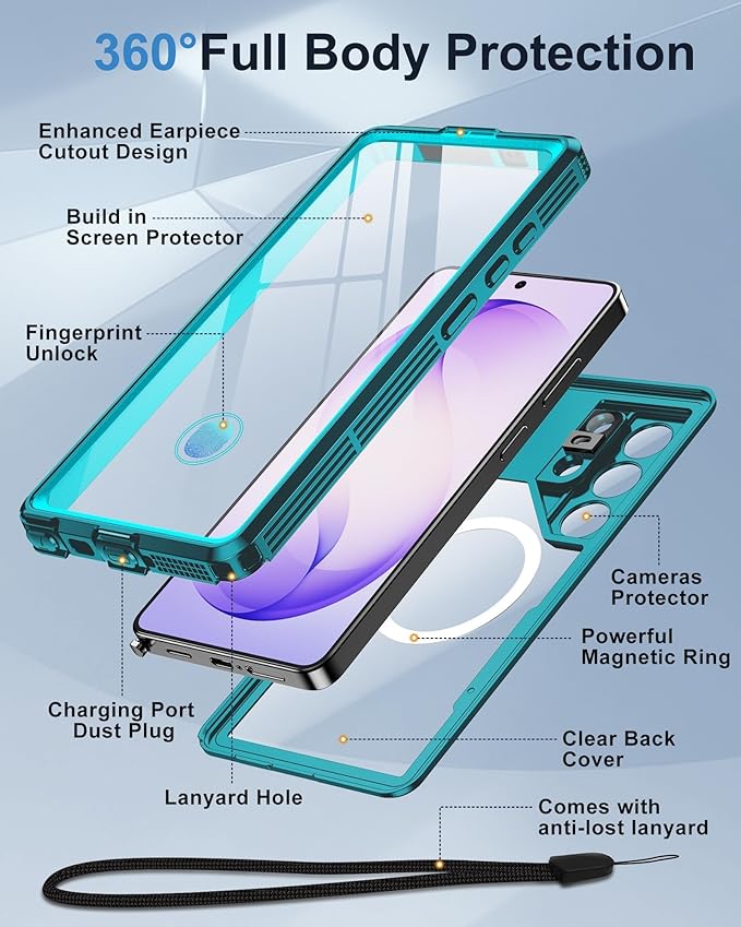 for Samsung Galaxy S26 Ultra Waterproof Case, [Fit for Magsafe] [IP68 Water Proof] [Built-in Screen Protector], Magnetic Heavy Duty Military Grade Rugged Phone Case for S 26 Ultra 6.9", Teal